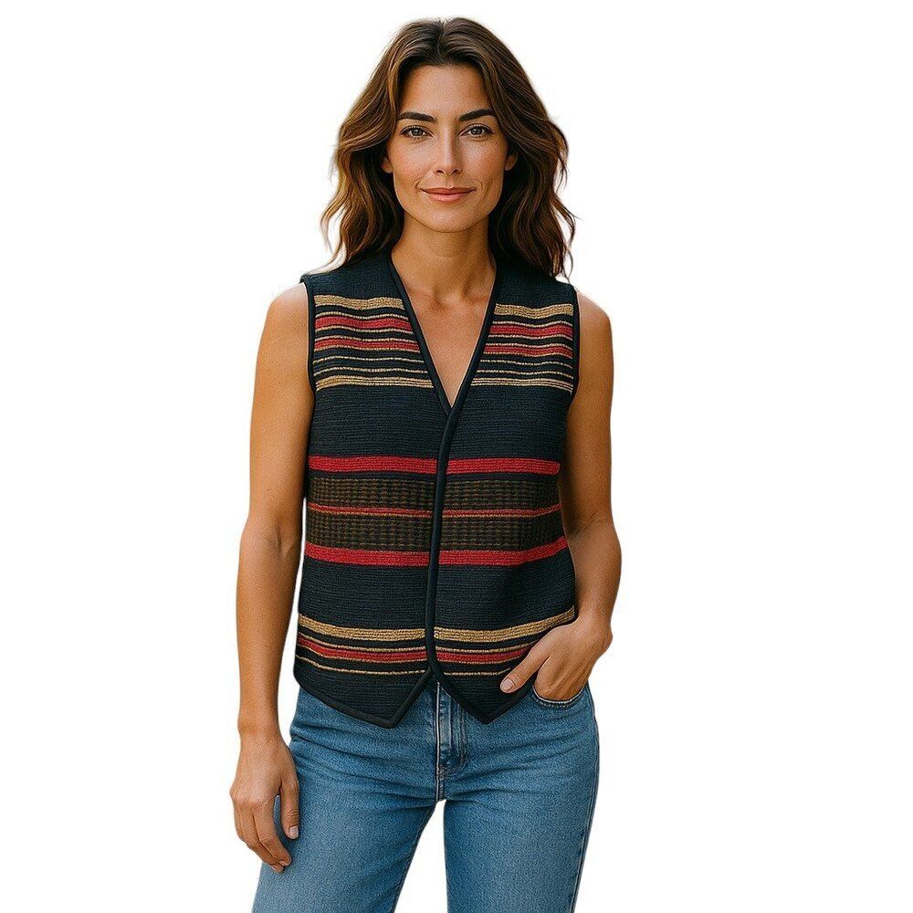 Vintage Ashley Hill International Multicolor Striped Vest